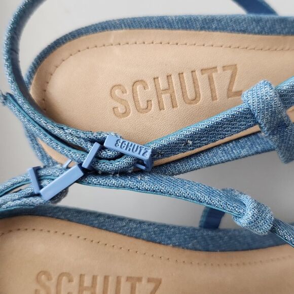 Schutz Denim Strappy Sanda Women's 6.5 - Picture 7 of 7